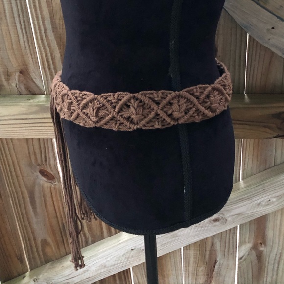 Handmade Dark Brown Cotton Macrame Adjustable Length Hip Belt - Picture 4 of 6